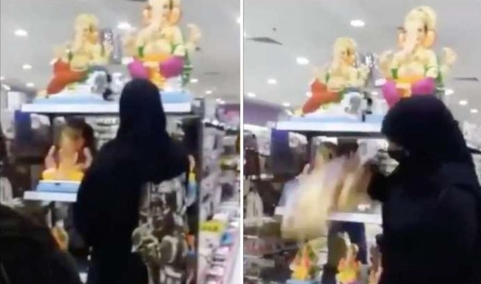 muslim woman breaks ganesh idol