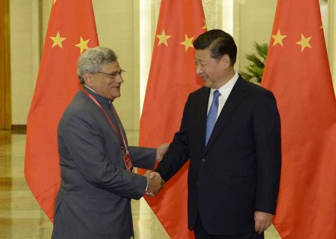 CPI M General Secretary Sitaram Yechury calls on the President of China Xi