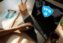 vpn in use on a laptop computer