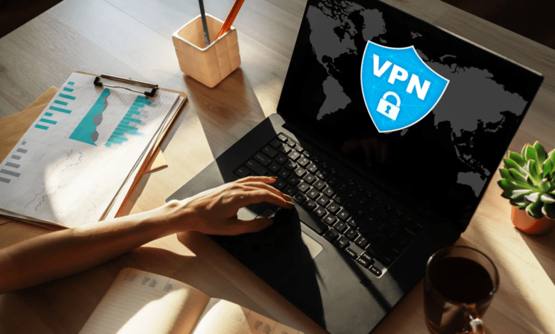vpn in use on a laptop computer
