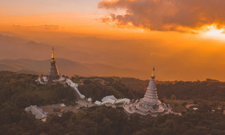 Ancient temple located on the top of hills in chiangmai thailand 1