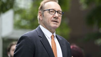 Kevin Spacey arrives at the Royal Court in London