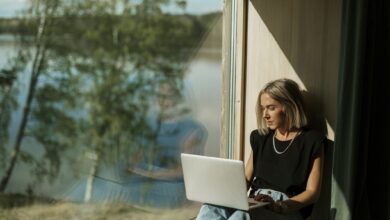 Australian woman working from home