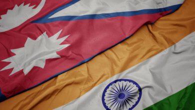 Flag of india and flag of nepal.