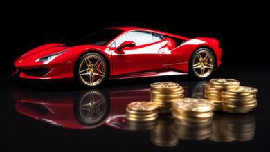 Bitcoins and Red Ferrari 390x220 1