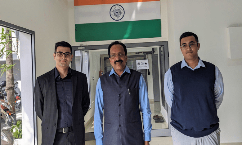 pixxel founders awais ahmed and kshitij khandelwal with isro chief s somanath