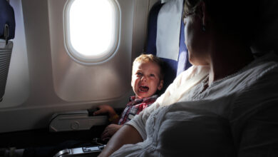 child crying on plane